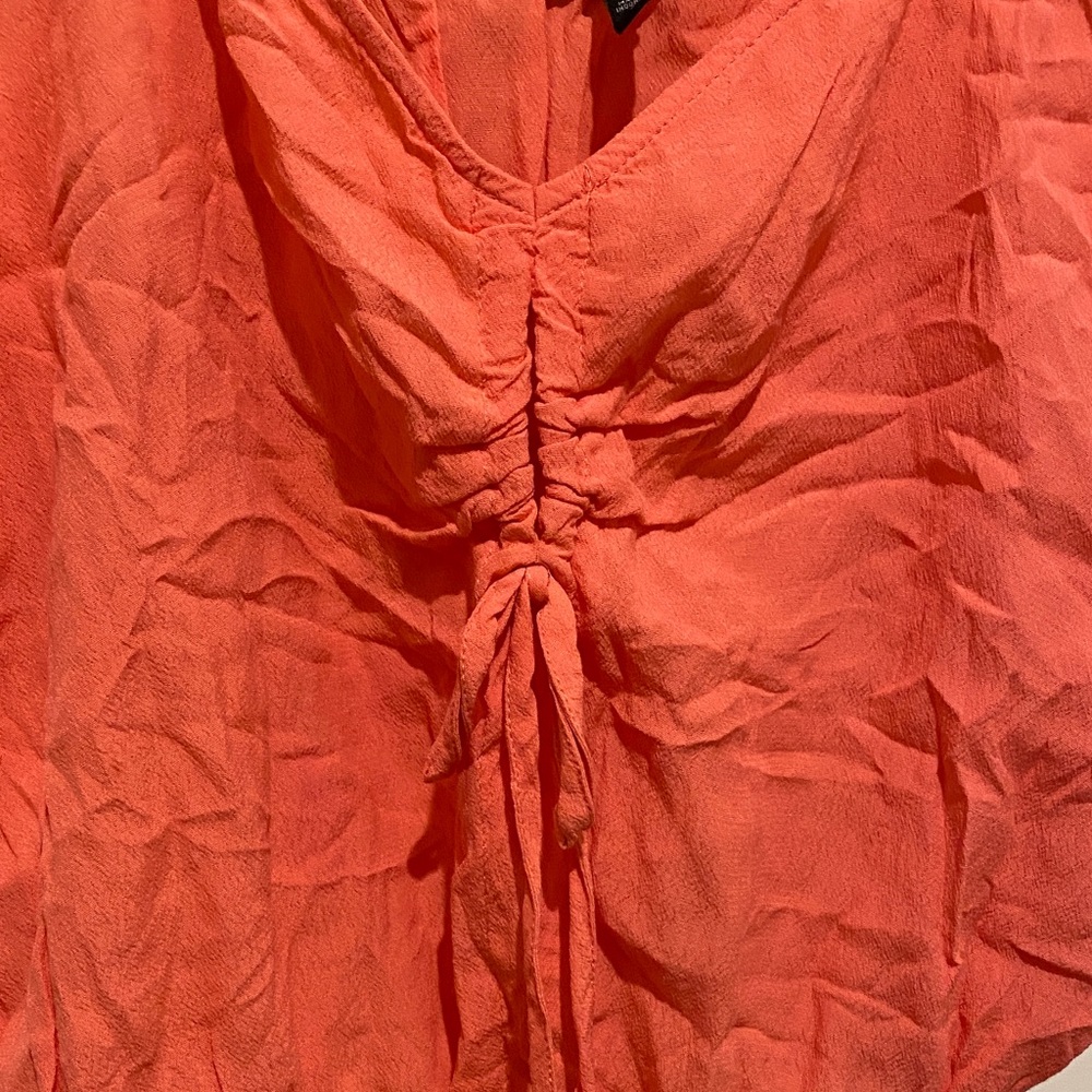 Express Bold Orange Ruffle Strap Top - Picture 2 of 4
